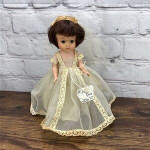 Vintage Vogue Wedding Dress 8" Ginny Doll In Original Outfit With Shoes And Vail
